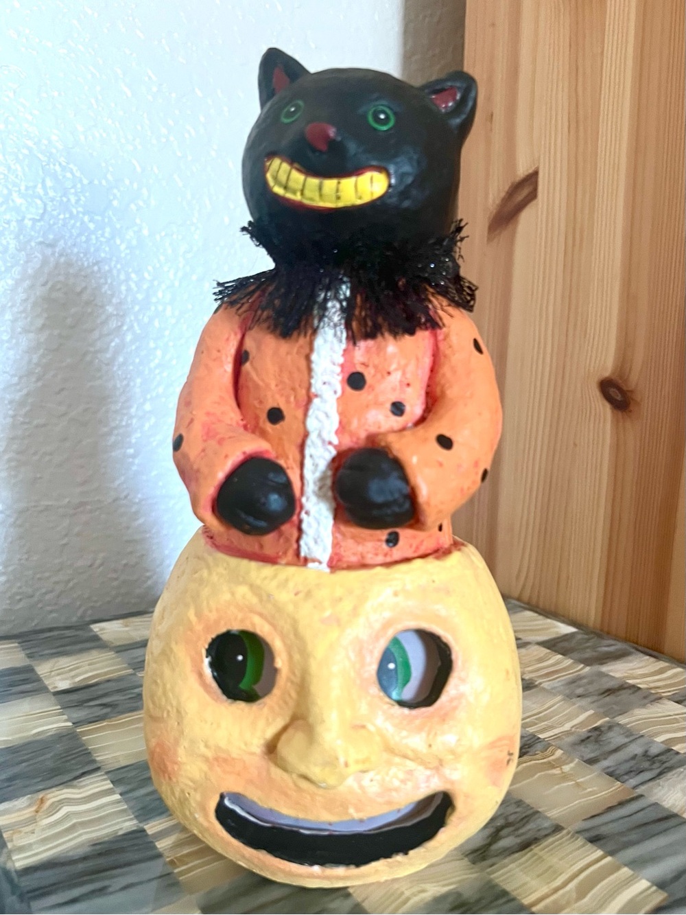World Market Vintage Halloween Black Cat on the Moon LED Light Up Decor - Picture 2 of 9